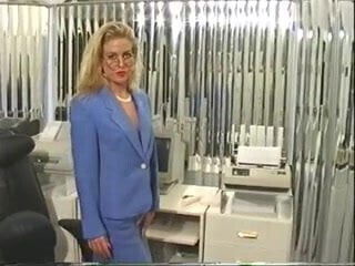 Office babe gets horny and plays with her pussy 