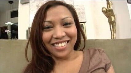 Black eats stuffs busty Asian's pussy