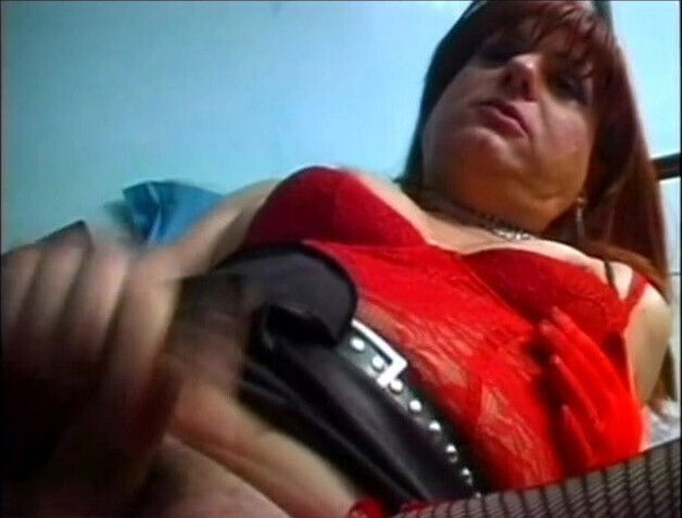 Red head shemale sucks a guys hard cock