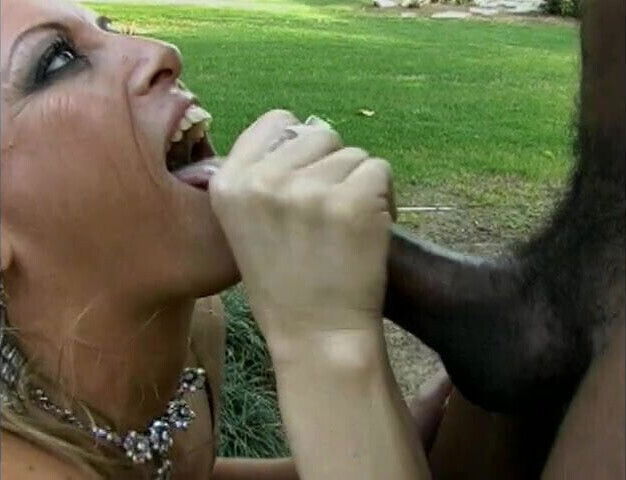 Mature white woman gives a deepthroat blowjob to a lucky young black guy