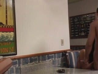 Brunette tranny with sexy pink panties sucks guys prick