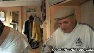 Gangbang in Papy's yard