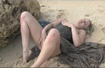 Horny Blonde Cums Hard Sand