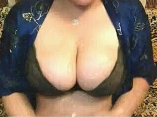 Russian fat girl shows big tits and plays with them