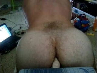 Good view of whiteboy getting 1 foot of dildo in ass