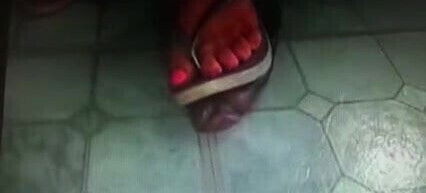 Cock Crush under Flip flops.