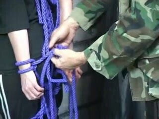 Thick brunette bdsm slave gets ropes around her neck and lots of torture