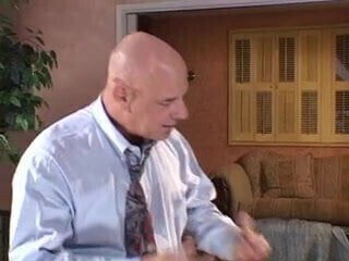 Sexy blonde MILF in white leggings gets fucked on couch 