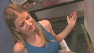 Artist chick sucks and takes her nude model's thick cock on table 