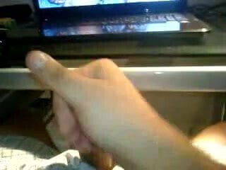 hammering my cock by the desk, close-up cumshot