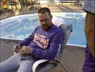 Old dude licks mature cougar's powerful cunt while lumberjack bangs her ass