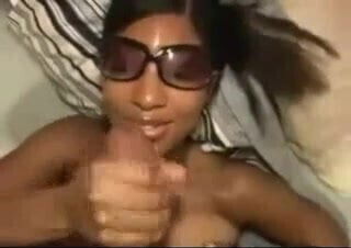 Black Girl Gets Cum On her glasses