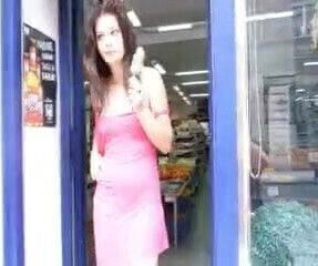 Anna exhib in a shop very nice boobs and pussy