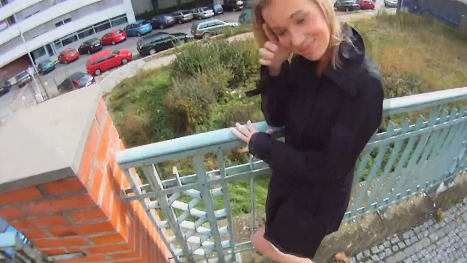 Fucking Glasses Blonde cutie tricked into outdoor