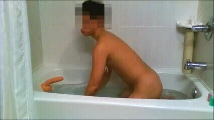 Playing alone with Metal Butt Plug and Water