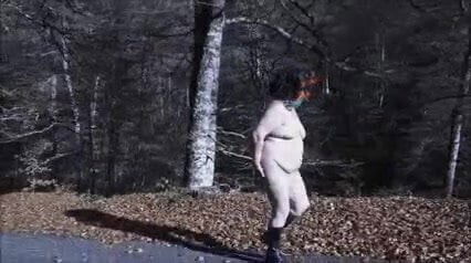 Brenda nude on a mountain road