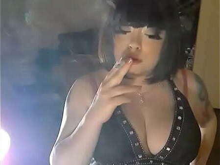 Mistress Tina Snua Smoking Cork Cigarette Wearing Heels &amp_ Doing Nose Exhales Smoker Fetish