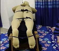 Zentai fucking table bondage sex behind bts