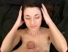 Huge facial all over college girl's face