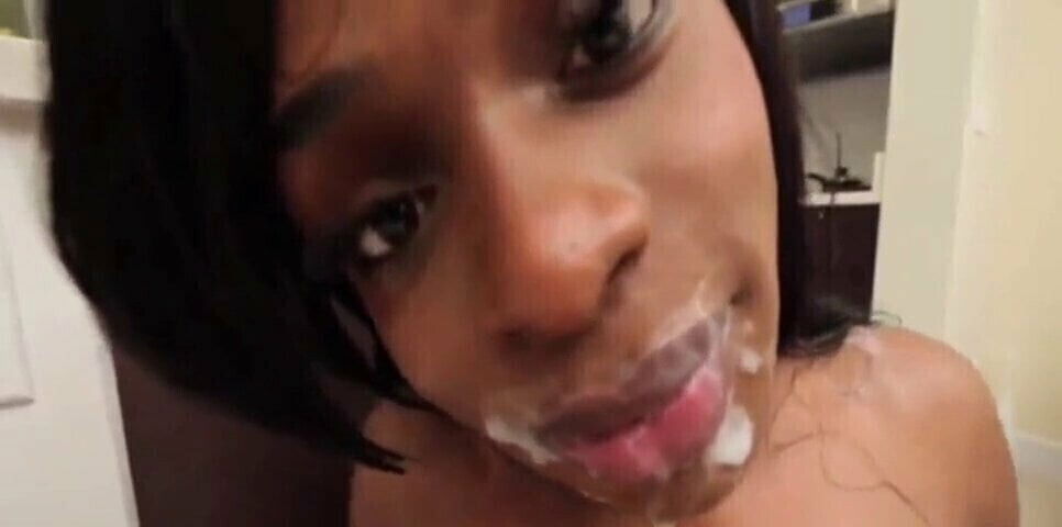 Gorgeous Black Trans Riding Black Nice Facial