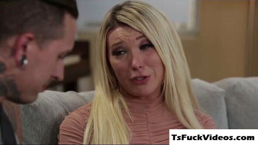 Blonde tgirl Aubrey Kate rides penis