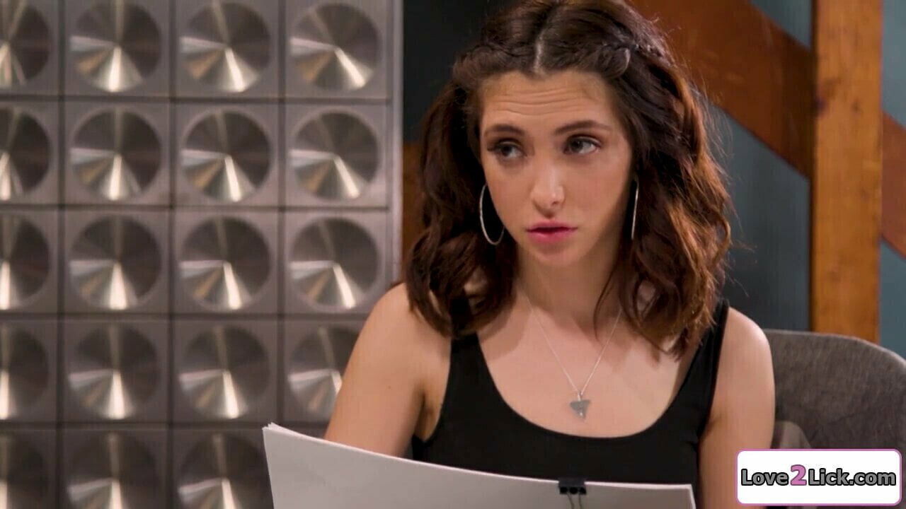 Petite brunette coworkers licking pussy their workplace