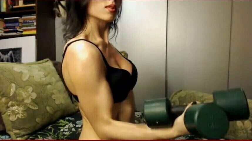 Beauty with Glasses Curls Flexes