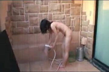 Japanese Pierced Nipples Showering and Bathing