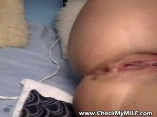 Nasty mature slut stuffing her ass with huge dildo