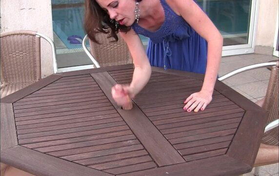 Horisontal outdoor Glory Hole Blowjob and cumshot by Sylvia Chrystall. Fun