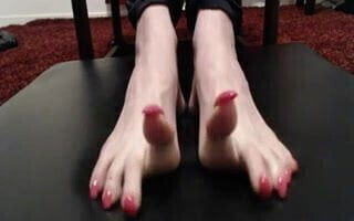 pink long toenails curling