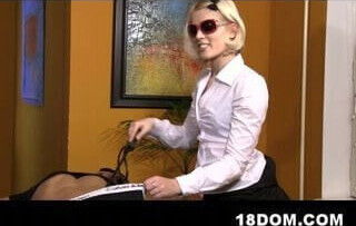 Two 18yo girls control referee's cock and dominate him