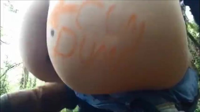 Slave masturbates public