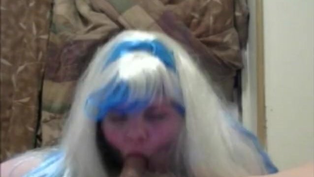 sneak peek to my new hot video white and blue hair BBW sucks fucks and nut