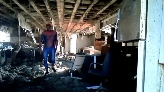 Horny spider looking enemy bombed building