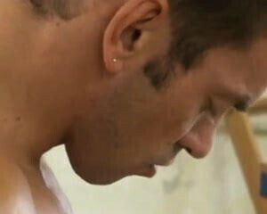 Cum eater fucked bareback by his muscular friend.