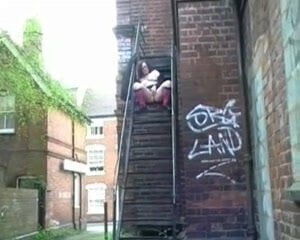 masturbation orgasm public stair