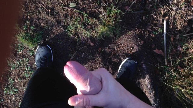 Jerking dick cumming public