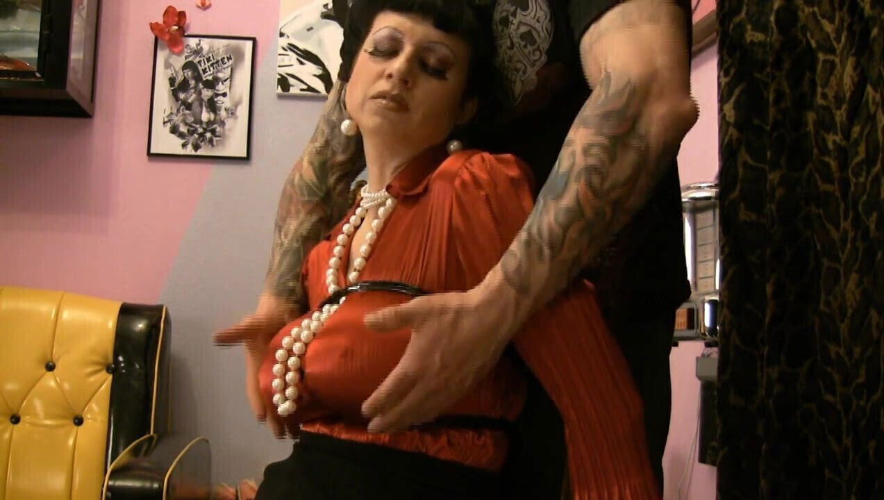 busty clothed sex MILF in distress fondled and masturbated