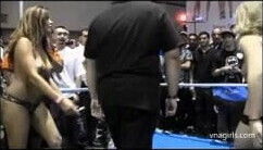 Francesa rolling around with fans Adultcon