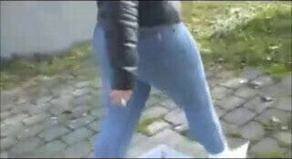 Nice Lady Tight Jeans Posing