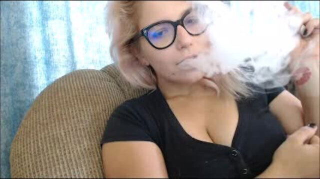 Blonde Geek With Vaping
