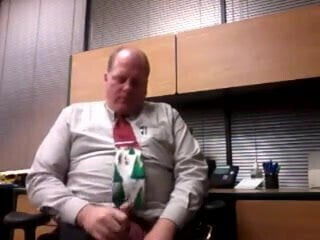 Older executive dad jacking off at the office