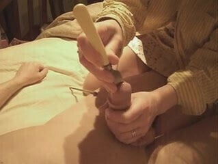 femdom butter knife fuck hole pleasure ejac