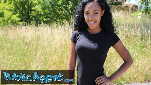 Tiny waist ebony teen gets fucked public money