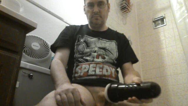 Playing with flashlight bathroom