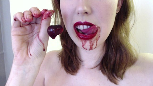 Redhead Eating Fruit Seductively Dripping Bush