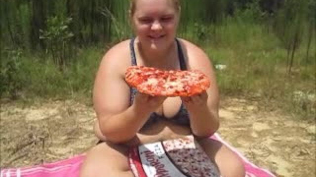 Big Girl Eat Whole Pizza Swallowing It whole Begs For More Food