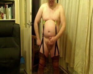 Stockings attached to nipple clamps