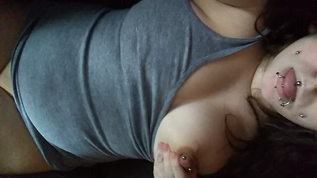 Milf plays with herself couch